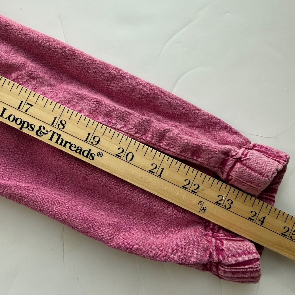 Anthropologie Linen Blend Paperbag Joggers XS Petite Pink Relaxed Boho Lagenlook - Picture 12 of 12